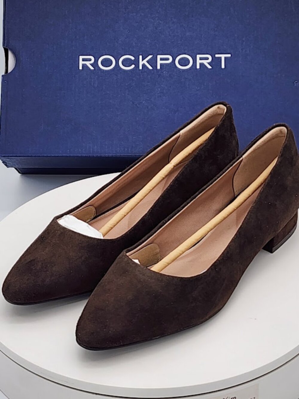 Rockport Tessa Women's Flat Shoes Dark Brown Suede Low Heel Pumps Size 8.5 - Picture 6 of 10